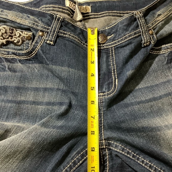 ZCO Jeans Angel Wings Embellished Rhinestones Boot Cuff Mid-Rise - Picture 10 of 12